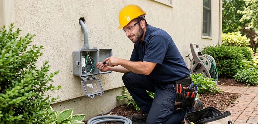 Outdoor Outlet Installation on Vinyl Siding in West Des Moines